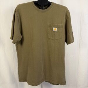 Carhartt Mens Pocket‎ T-Shirt Medium K87 ARG Olive Green Cotton Workwear